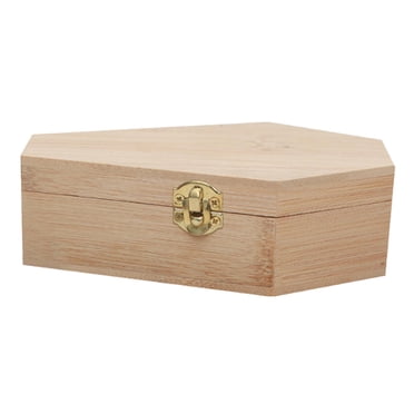 KLKCMS Halloween Coffin Decorations Gothic Mini Hinged Casket for Halloween Parties Wood Color