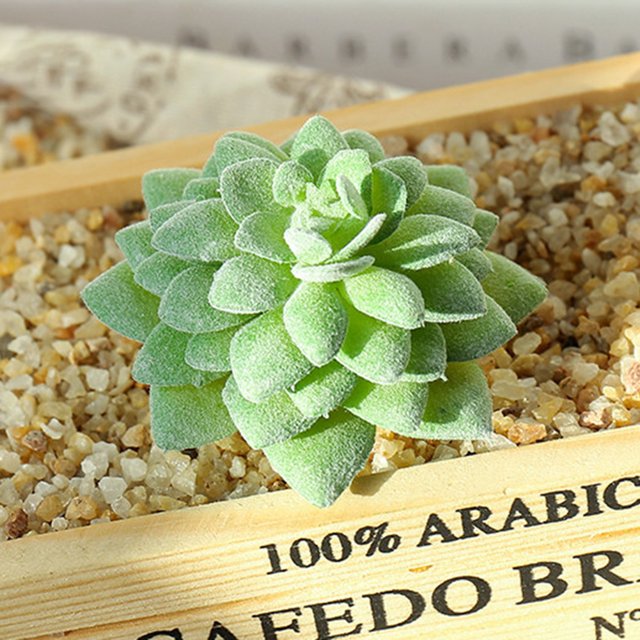DIY Artificial Succulent Flocked Plant Fake Cactus Lotus Home Garden Decor