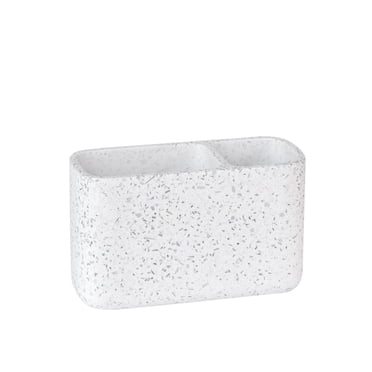 Hometrends White Terrazzo Organizer: Stone-Like Organizer for Organizing Small Bathroom Toiletries and Accessories