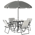 thumbnail image 1 of Outsunny Patio Dining Set with Umbrella, Folding Outdoor Patio Set, Cream, 1 of 10