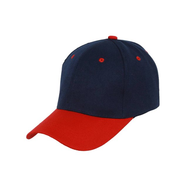 Casquette de Baseball Bicolore Ajustable, Bleu Marine Rouge