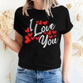 thumbnail image 1 of Pisexur T-shirt de la Saint-Valentin pour Femmes, Imprimé Amour, Manches Courtes, Col Rond, 1 of 5