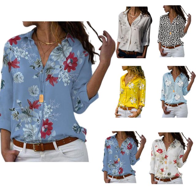 Shengyu Blouse à Manches Longues pour Femmes, Motif Floral, Style Ample