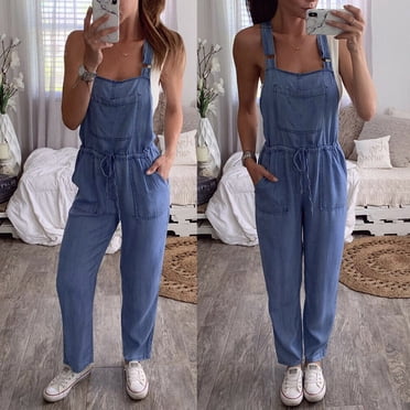 drppepioner Combinaison une-Pièce pour Femmes Salopettes Jeans en Denim Pantalon à Bavette Pantalon Long Salopettes