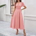 thumbnail image 3 of Daiosportswear Robe à Col en V pour Femme, Couleur Unie, Taille Haute, Manches Courtes, Rose, m(m), 3 of 5