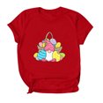 thumbnail image 1 of RKSTN Hauts pour Femmes 2024 Mode Pâques Mignon Lapin Imprimé Col Rond Hauts Coupe Ample Manches Courtes Blouse Unie Hauts, 1 of 6