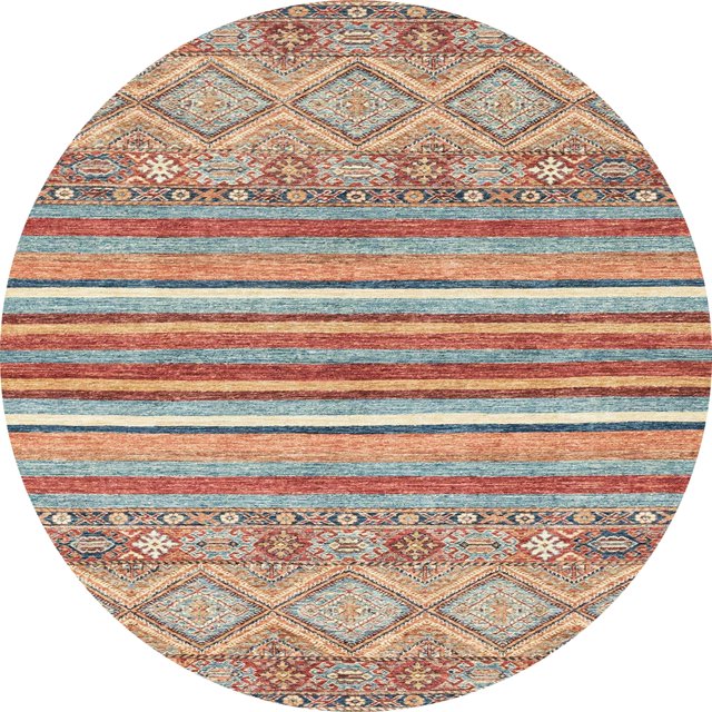 Ahgly Company Tapis d'Intérieur Ronds Abstraits Beige Brun, Tapis de Zone Abstraits, 3 Pieds Rond