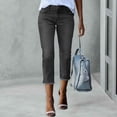 thumbnail image 2 of Ladies Casual Pants Straight Leg Distressed Stretch Capri Jeans Grey S, 2 of 6