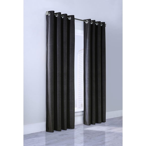 Loft Living Moosic Silky Velvet Grommet Single Curtain Panel Room Darkening 52" x 84" in Black
