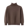 thumbnail image 1 of Dealovy Toddler Baby Sweaters Solid Color Pullover Basic Top Kids Fall High Neck Long Sleeve Cotton Blouses, 1 of 3