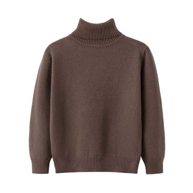 Dealovy Toddler Baby Sweaters Solid Color Pullover Basic Top Kids Fall High Neck Long Sleeve Cotton Blouses