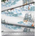 thumbnail image 2 of Soimoi White Georgette Viscose Fabric Animals & Pine Tree Print Fabric by the Yard 42 Inch Wide, 2 of 5