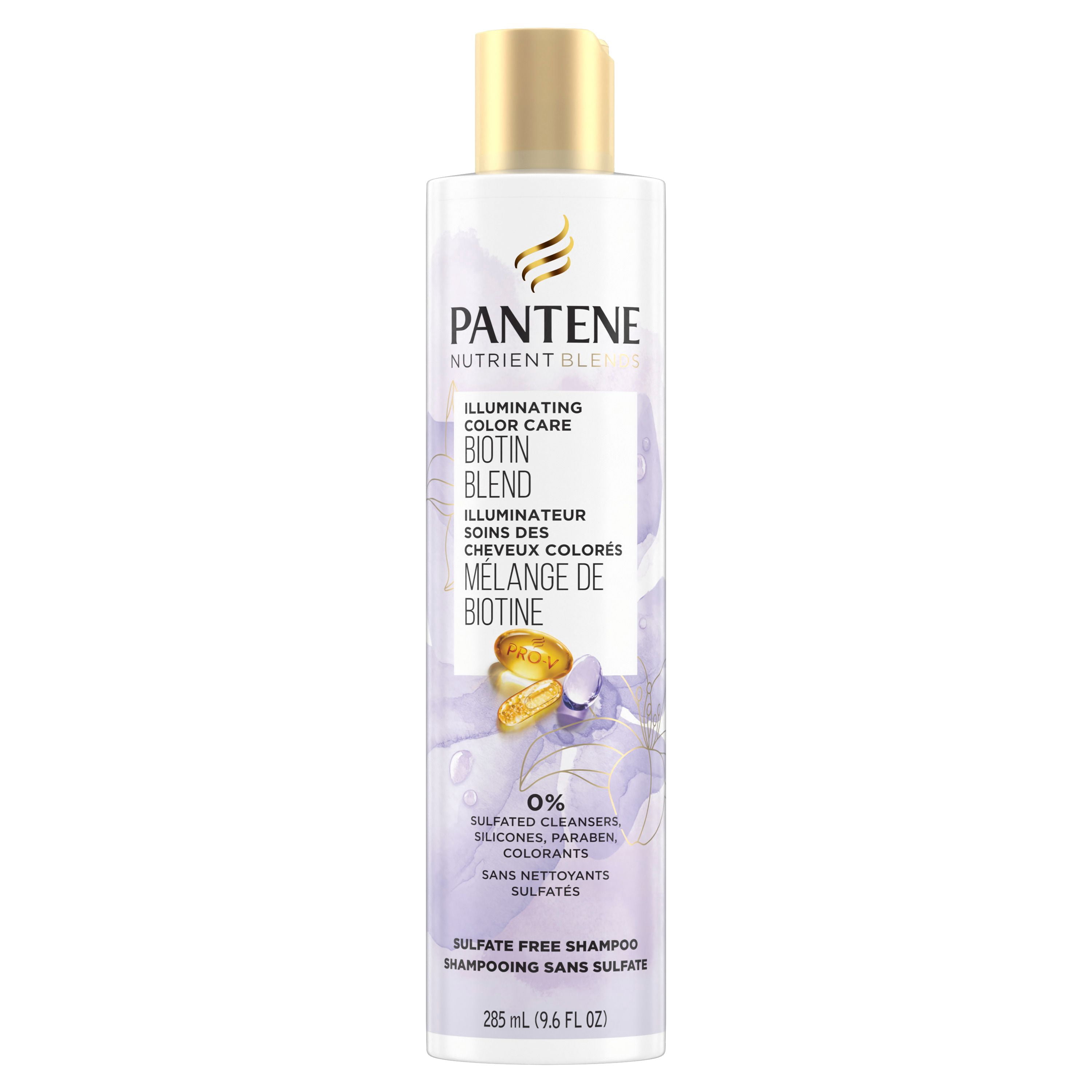 Pantene Sulfate Free Shampoo, Illuminating Hair Color with Biotin, Safe for Color Treated Hair, Nutrient Blends