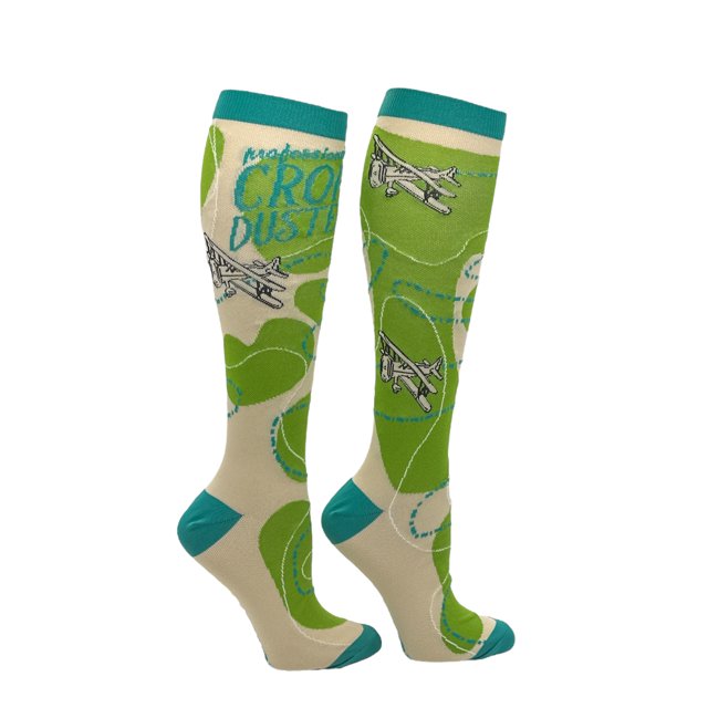 Chaussettes de Compression Amusantes pour Hommes, Style Crop Duster Professionnel, Pettement