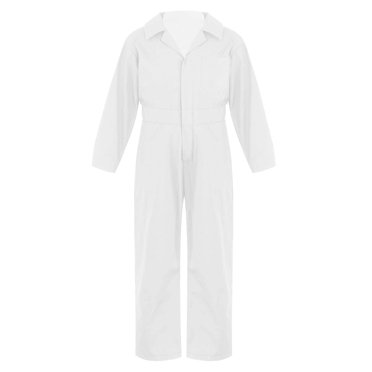 Moggemol Salopette à Manches Longues pour Enfants Garçons Filles Combinaison de Mécanicien Combinaison de Travail Tenue de Travail Combinaisons Blanches 16