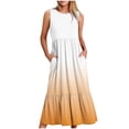 thumbnail image 2 of 2024 Longues Robes Maxi à Bretelles Spaghetti pour Femmes Été, Robes Maxi Sans Manches à Dégradé pour Femmes Grande Taille, Robes d'Été Décontractées à Col Rond pour la Plage, Robe Maxi Fluide à Étages pour Femmes, 2 of 5