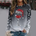 thumbnail image 1 of Costumes de Noël en Liquidation Femmes Mode Décontractée Imprimé Col Rond Ample Manches Longues Hauts Blouse Chandails Sans Capuche Grande Taille Chandail pour Femmes, 1 of 4
