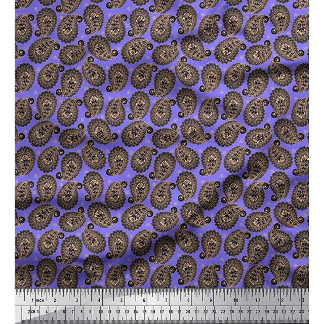 Soimoi Poly Georgette Fabric Spiral & Paisley Decor Fabric Printed Yard 52 Inch Wide