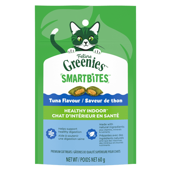 Gâteries naturelles pour chats adultes SMARTBITES Healthy Indoor saveur de thon de la gamme FELINE GREENIES
