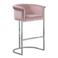 thumbnail image 1 of Pink Velvet Barstool Chair (Single) with Silver Metal Chrome Base, 1 of 3