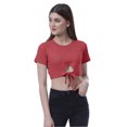 thumbnail image 1 of Moomaya T-Shirt Court à Nœud devant pour Femmes, Manches Courtes, Col Rond, Haut Noué, 1 of 7