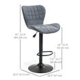 thumbnail image 3 of HOMCOM Bar Stools Set of 2 Adjustable Height Swivel Bar Chairs with Back, 3 of 10