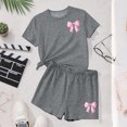 thumbnail image 2 of Robe d'Été avec Manches Manches Courtes Haut et Shorts Ensemble Deux Pièces pour Enfants Mignon Loisirs d'Été Col Rond, 2 of 6