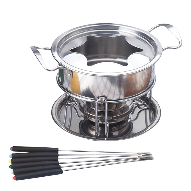 MasteelfCA 10-Piece Set Stainless Steel Chocolate Melting Pot Cheese Fondue Set Kitchen Accessories