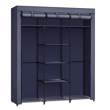 SONGMICS Garde-Robe Portative, Armoire en Tissu Non Tissé, Organisateur de Rangement, Bleu Foncé, Adulte