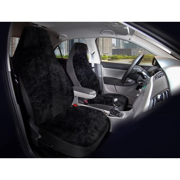 AUTO DRIVE 2-PIECE Black Fur Seat Covers