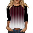 thumbnail image 1 of Birdeem T-Shirts à Manches 3/4 pour Femmes T-Shirt Imprimé Mode Blouse à Manches 3/4 Col Rond Hauts Décontractés T-Shirts à Manches 3/4 pour Femmes, 1 of 5