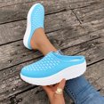 thumbnail image 2 of Platform Sandals Women Slide Closed Toe Fabric Mesh Breathable Walking Shoes Light Blue, 2 of 9