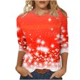 thumbnail image 1 of Pisexur Chandails de Noël pour Femmes Chandails à Manches 3/4 pour Femmes Chandails à Col Rond Graphiques Amusants Chandails à Capuchon Décontractés pour les Fêtes de Noël Confort Amples Mode d'Automne Chandails à Enfiler, 1 of 4