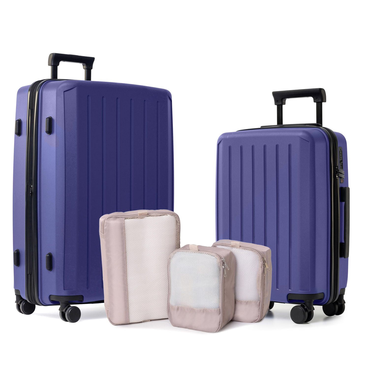 Ensemble de Bagages Rigides 5 Pièces : Valise Spinner 28", Bagage à main 20" et 3 Cubes de Rangement