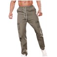 thumbnail image 2 of AherBiu Cargo Pants For Men Drawstring Elastic Waisted Straight Leg Swaetpants With Multi Pockets Casual Athletic Workout Trousers, 2 of 9