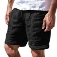 thumbnail image 1 of Summer Shorts Mid Waist Cargo Solid Splice Pocket Drawstring Shorts Solid Color Loose Men Basketball Shorts Black XXL, 1 of 4