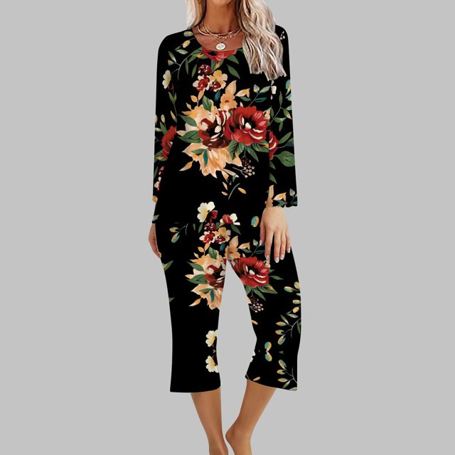 Ensembles de Gym pour Femmes 2 Pcs 2 Pcs Col Rond à Manches Longues pour Femmes Ensemble de Pyjama Confortable pour la Maison Ensemble de Sport Tenue de Détente Ensembles pour Femmes en Liquidation