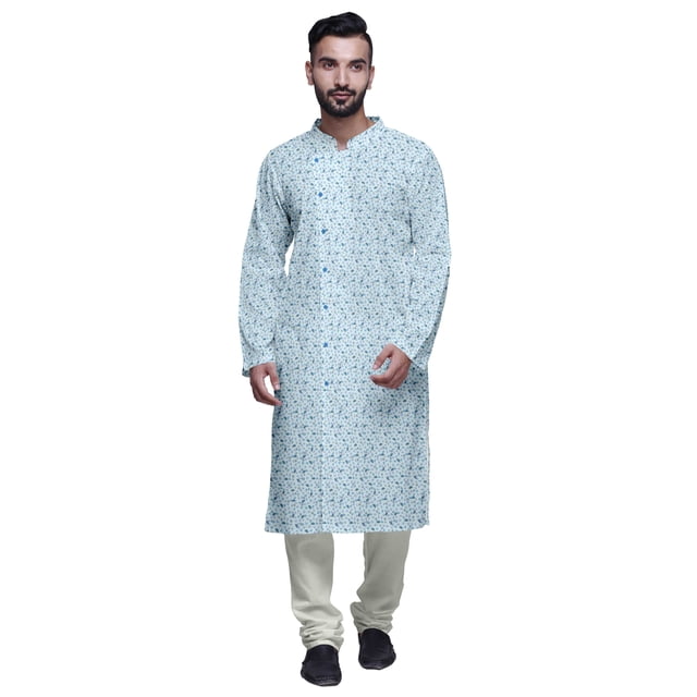Atasi Kurta-Pyjama Long en Coton Imprimé pour Hommes, Kurta-Pyjama Décontracté de Designer, Vêtements