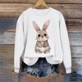 thumbnail image 2 of Penkiiy Chemises de Pâques pour Femmes 2024 Manches Longues Mignon Lapin Col Rond Chandail en Molleton Graphique Lapin Décontracté Été Blouse Tunique Hauts TG Blanc, 2 of 6