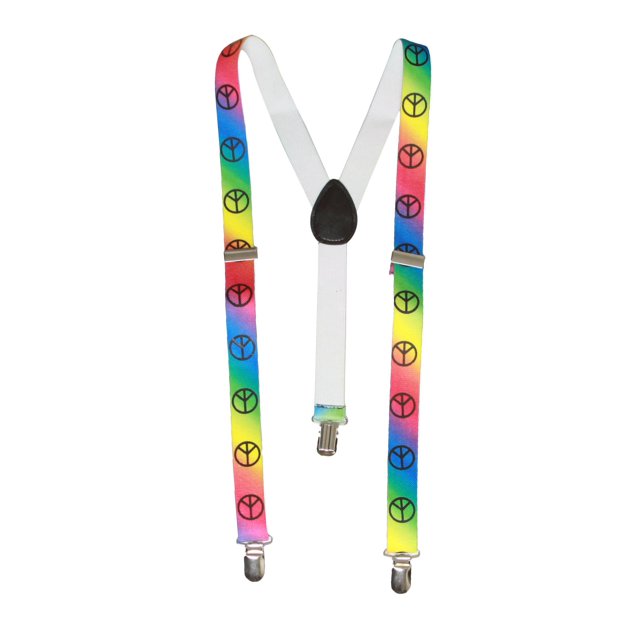 Rainbow Peace 3 Clip Stretchable Suspenders