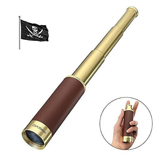 Jinsinto 25x30 Pirate Brass Telescope, Zoomable Spyglass, Collapsible Handheld