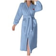 thumbnail image 1 of Penkiiy Womens Robe Long Hooded Button Bathrobes Cute Housecoat Soft Warm Robes For Women M Light Blue, 1 of 8