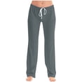 thumbnail image 1 of ohmzyzo Womens Summer Fashion Solid Casual Elastic Waist Drawstring Long Pants, 1 of 5