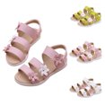 thumbnail image 1 of JDQJBZ Sandales Filles Style Romain Imprimé Trois Fleurs Été Plage, 1 of 5
