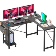 FDW 50 Inch L-Shaped Desk,Gaming Desk Computer Desk with Side Storage Bag & CPU Stand,Corner Desk for Home Office,Bedroom,Writing & Gaming,Black