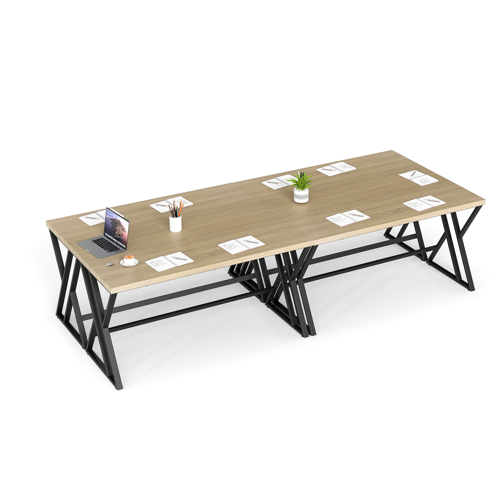 Gymax 4PCS 59'' Computer Desk Large Industrial Home Office Desk w/Heavy-duty Metal Frame