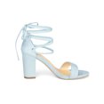 thumbnail image 3 of BLISSFUL STEP Édition Sandales pour Femmes Unies d'Été à Talons Blocs à Lacets Bleu Ciel 8, 3 of 8