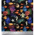 thumbnail image 1 of Soimoi Moss Georgette Fabric Coral,Fish & Sea Turtle Ocean Decor Fabric Printed Yard 42 Inch Wide, 1 of 3