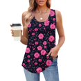 thumbnail image 2 of UPPADA Camisoles d'Été pour Femmes à Imprimé Floral, Col Ras du Cou, Sans Manches, Chemises Décontractées à Ourlet Fluide, Jolis T-Shirts, Chemises Coupe Ample, Hauts Confortables Multicolores, m, 2 of 7