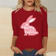 thumbnail image 2 of RKSTN Hauts pour Femmes Pâques Mignon Lapin Imprimé Coupe Ample Hauts Col Rond Manches 3/4 Printemps Été Blouse Douce, 2 of 4